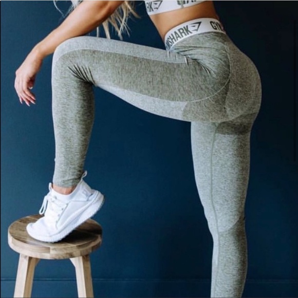 Gymshark Flex Leggings Heathered Green - Picture 2 of 6
